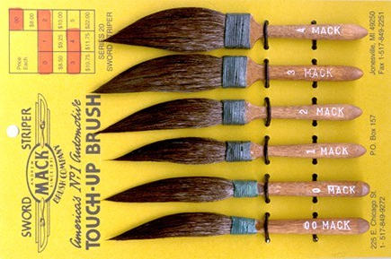 VINTAGE MACK SWORD STRIPERS SET 3 PINSTRIPING BRUSHES Size 00 1 2